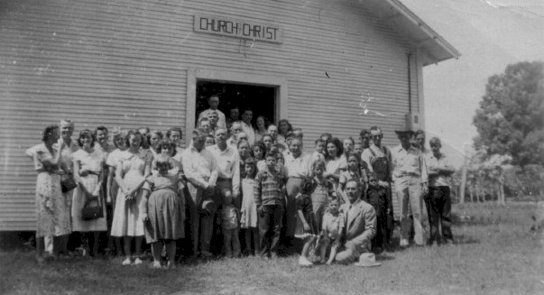 JR Tidmore, his family & congregation at Golden, OK